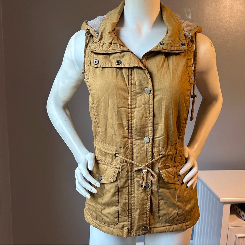 Snobbish Faux Fur Lined Utility Vest with Detachable Hood